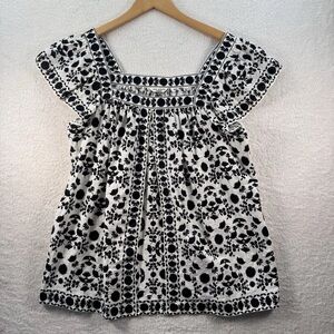 Max Studio Floral Black and White Women's Top